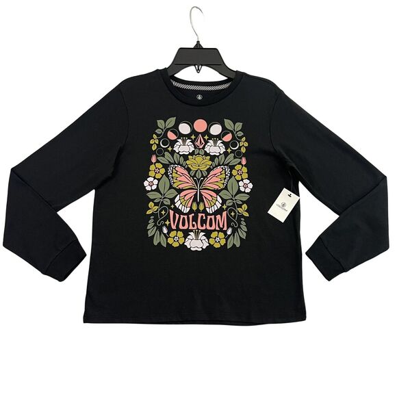 Volcom Girls Size 12 “Made From Stoke” Black Long Sleeve Graphic Tee - Picture 8 of 9